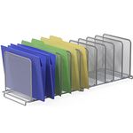 SimpleHouseware 2 Pack- Expandable 5 Section Upright File Sorter Organizer, Silver