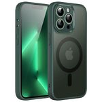 JETech Magnetic Case for iPhone 13 Pro Max 6.7-Inch, Compatible with MagSafe, Translucent Matte Back Camera Lens Full Protection Slim Shockproof Phone Cover (Midnight Green)