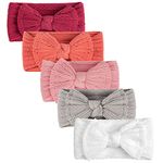 DRESHOW 5 Pack Baby Headbands for Girls Newborn Baby Nylon Headbands with Bows Hair Accessories