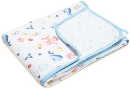 haus & kinder 100% Cotton Reversible Muslin Blanket For Newborn Baby Boy And Girl, Triple Layer Blanket 0-3 Years, Size- 120 Cm X 120 Cm (Vitamin Sea, Blue), 200 TC