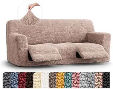 PAULATO BY GA.I.CO. Recliner Sofa Cover - Reclining Couch Slipcover - Soft Polyester Fabric Slipcover - 1-Piece Form Fit Stretch Furniture Protector - Microfibra Collection - Blush Taupe (Couch Cover)