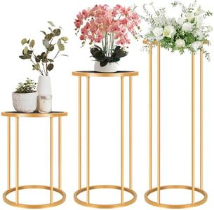 NYMOONY Cylinder Pedestal Stands,3pcs Gold Metal Plant Stands Round Display Columns Stand Cylinder Tables for Birthday,Wedding,Party Backdrop Decorations Home Decor