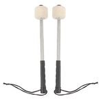 2Pcs Bass Drum Mallet Felt Head Percussion Mallets Timpani Sticks Drum Sticks with Stainless Steel Handle,White