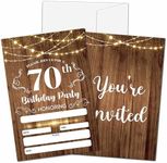 CLIRBE 70th Birthday Invitations, 1953 Birthday Party Invitations For Women Men, 70 Year Old Birthday Invites, Rustic Wood Theme Birthday Party Decorations, 20 Invitations with 20 Envelopes - A03