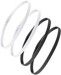 Bememo 4 Pieces Thick Non-Slip Elastic Sport Headbands Hair Headbands for Women and Men (Black, White)