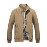 YOUTHUP Mens Summer Bomber Jackets Casual Lightweight Windbreaker Sports Jacket Cargo Outwear, Khaki, L