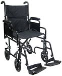 Karman Healthcare T-2700 Folding Steel Transport Chair with Removable Armrests, Black, 19-Inch Seat Width