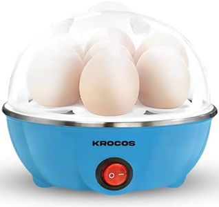 KROCOS Fast Electric Egg Boiler & Poacher For Steaming, Boiling, Cooking | Boil upto 7 Eggs (Soft, Hard, Medium) 1 Year Warranty | Automatic Off | Over Heat Protection (Blue)