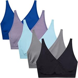 Suekaphin 5pack Nursing Bra Maternity Bra Breastfeeding Sleeping/Sleep Bra Pregnancy Women's Seamless Bralette Wirefree, Black/Gray/Navy/Bean/Lightblue, Large