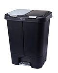 The Step N' Sort 40L Dual Trash and Recycling Bin with Spring Top Opening and Hands-Free Slow Close lid Black SNS402-B