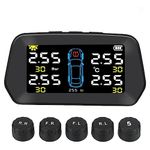 RGTTOTG Smart Solar TPMS Tyre Pressure Monitoring System Tools Tire Guard Pressure Monitor USB/Solar Charging 6 Alarm Modes, Auto Sleep Mode, Tire Position Exchange, 5 TPMS Sensors (0-116PSI)