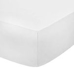 Dulce Lino Easycare & Long Lasting Pollycotton Fitted Sheet. (White, Double)