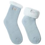 JARSEEN 2 Pairs Womens Wool Thermals Socks Warm Wool Pile Lined Insulated Thick Knitting Ladies Socks Winter Cute Embroidery (2 Mint, UK 4-9)