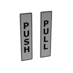 SILVER Push Pull Set Pair of Door Signs for businesses, restaurants, bars, hotels, schools, cafe. Tough 1.6 mm Thickness Material, Durable, Guaranteed not to Tear