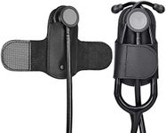 APDTEK Stethoscope Holder with Genuine Leather for Littmann, Most Stethoscope, Stethoscope Holder Hip Clip Holster Accessories for Scrubs for Physicians Students Nurses EMT (Black)