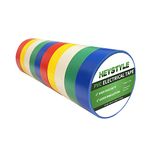 HEYSTYLE 10 Rolls PVC Electrical Tape, 3/4 in x 60 ft, Flame Retardant and Waterproof, Strong Adhesive Insulation Tape, UL Listed–Rated for Max. 600V and 80°C Use (Multi-Colored)