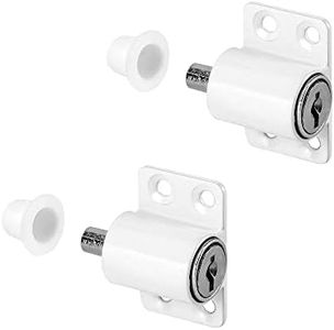 QWORK® 2 Piece Sliding Patio Lock, Patio Door Lock, Patio Door Window Bolt Sliding Universal Locks, for Home and School, White