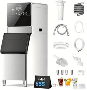 Commercial Ice Maker Machine 655 Lbs/24H Industrial Ice Maker Machine Commercial Ice Machine with 400Lbs Storage, Ice Ready in 5-12 min, Stainless Steel Ice Maker for Bar Cafe Business Restaurant