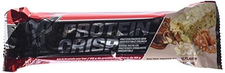 BSN Protein Crisp Bar by Syntha-6, Low Sugar Whey Protein Bar, 20g of Protein, Salted Toffee Pretzel, 12 Count (Packaging may vary)