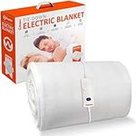 Warmer Electric Blanket, Fitted Heating Blanket Double (120 x 107cm), Heated Mattress Cover with 3 Different Heat Settings, Comes with A Controller and is Machine Washable - Double - Tie Down