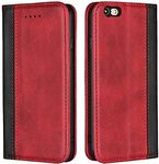 Cavor for iPhone 6 Case,iPhone 6S Case,Premium Leather Folio Flip Wallet Case Cover Magnetic Closure Book Design with Kickstand Feature & Card Slots(4.7")-Red