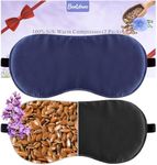 BeeVines 2 Packs Heated Eye Mask for Dry Eyes Styes Moist Heat Warm Eye Compress 100% Pure Silk Eye Mask Microwavable Washable Relives Blepharitis with Flaxseed Lavender Heating Pads (Black & Blue)