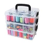 Bins & Things Stackable Storage Container with 18 Adjustable Compartments - Clear - Craft Storage/Craft Organizers and Storage - Bead Organizer Box/Art Supply Organizer