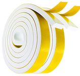 YANKUIRUI Adhesive Weather Stripping Foam Tape 25mm(W) x 10mm(T) Draught Excluder Tape for Door Window SoundProof Weather Strip Tape Seals for Gap Seal, 2 Rolls Total 4M Long White