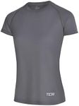 TCA Women's Lightweight Short Sleeve Shirt – Breathable Athletic Running T-Shirt for Yoga, Running, Gym, Training, and Fitness - Quiet Shade, S
