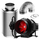 VIVOSUN Grow Tent Ventilation System, 6 Inch Inline Duct Fan with Speed Controller, 6'' Carbon Filter, and 16ft. Ducting Combo, Air Cooling and Filtration Kit for Grow Tent, Hydroponics