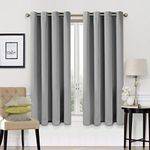 EASELAND Blackout Curtains 2 Panels Set Thermal Insulated Window Treatment Solid Eyelet Darkening Curtain for Living Room Bedroom Nursery,Light Gray,66x54 Inches