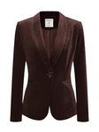 Allegra K Women's Office Coat Solid Shawl Collar Button Velvet Blazer Deep Brown XL-20