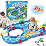 VINTOP Water Tables for Toddlers 3-5, Outdoor Water Table Toy, 39Pcs Kids Water Tables Playset, Waterway Toy with Boat, Summer Water Toys Outside for Toddlers Boys Girls 3-5, for Backyard, Lawn, Pool