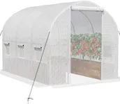 YITAHOME 10x6.5x6.5ft Greenhouses Large Walk-in Green House Heavy Duty Tunnel Green Houses Outdoor Portable Plant Gardening Upgraded Galvanized Steel Frame Zipper Doors 5 Crossbars Garden, White