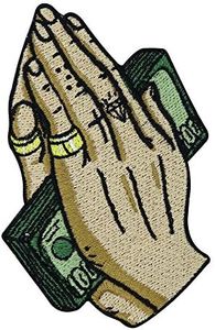 Finally Home - Toppa termoadesiva, da incollare termicamente, motivo: mani con dollari, toppe hip hop, tatuaggi