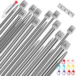 22PCS 14inch Knitting Needles, yeestone 2mm(B)-8mm(L) Stainless Steel Sweater Needles Set for Beginners,with Locking Stitch Makers,Large-Eye Blunt Needles Measure Tape,Needle Bags