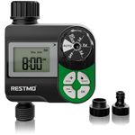 RESTMO Water Timer with 3 Separate Programs, 7-Day Programmable Sprinkler Timer for Garden Hose, Automatic Control/Manual/Rain Delay for Drip Irrigation, Lawn and Yard Watering System