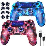 TURPOW Wireless Controller For PS4 2Pcs Compatible with PS-4 Pro/Slim/PC with Enhanced Joystick/Dual Motor Vibration/ 6-Asix Sensor/Led Touchpad/Audio Function/USB Cable