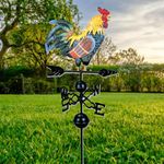 Syfunlv Weather Vane with Rooster Ornament, Multicolor Metal Weather Vane,Weathervane Wind Vane Vintage Rooster Style Wind Direction Indicator for Yard Garden Roof Farm Decorate,