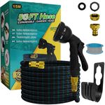 Expandable Garden Hose Pipe 15m 50ft, Upgraded 4-Layer Latex Hose Pipe with 3/4", 1/2" Quick Connectors, Expanding Flexible Hosepipe with 8 Function Spray Gun for Gardening, Car Washing