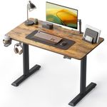 CubiCubi 44"x24" Standing Desk, Electric Stand up Height Adjustable Home Office Table, Sit Stand Desk with Splice Board, Black Frame & Rustic Brown Top