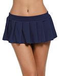 FEEL THE RISE Polyester Blend Women's Sexy Role Play Pleated Mini Lingerie Skirt For Hot And Sexy Nights Honeymoon (Large, Navy Blue)