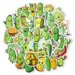 51pcs Funny Pickle Stickers, Cartoon Pickle Themed Decal Waterproof Water Bottles Cucumber Stickers for Kids Adult Laptop Skateboard Party Favor Gift Decoration Supplies