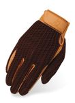 Heritage Crochet Riding Gloves, Size 8, Brown/Tan