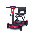 EV Rider TeQno Auto Folding Portable 4-Wheel Mobility Scooter with Revolutionary Guidance Laser Beams and Key Fob - Suitable for Uneven and Rough Terrains - Red