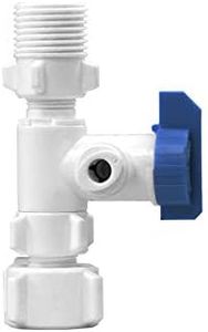 Max Water 3/8"OD Push Fit Angle Stop Adapter Valve - dual Fits both 3/8" & 1/2" Reverse Osmosis Under Sink Cold Water Supply Diverter for RO Water Purifier System, Coffe Brewer, Ice Maker