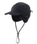 Home Prefer Waterproof Mens Winter Hats with Brim Fleece Lined Earflaps Hat Warm Baseball Cap Black