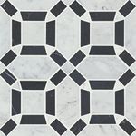 Bedrosians Matisse Marble Blend Mosaic 1, 11.25" x 11.25", White Carrara & Nero Marquina (5-Pack, 4.39 SF)