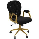 Vinsetto Velvet Vanity Office Chair, Button Tufted Swivel Chair with Adjustable Height, Padded Armrests and Tilt Function, Gold and Black