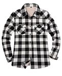 ZENTHACE Plaid Flannel Jacket Women Sherpa Fleece Lined Flannel Shirt Jackets Womens Fall FLannel Coat Buffalo Black White M